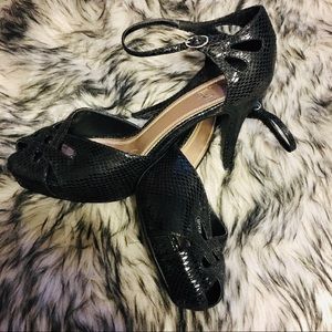 Impo Faux Snakeskin 3 1/2” Heel 1” Platform Black